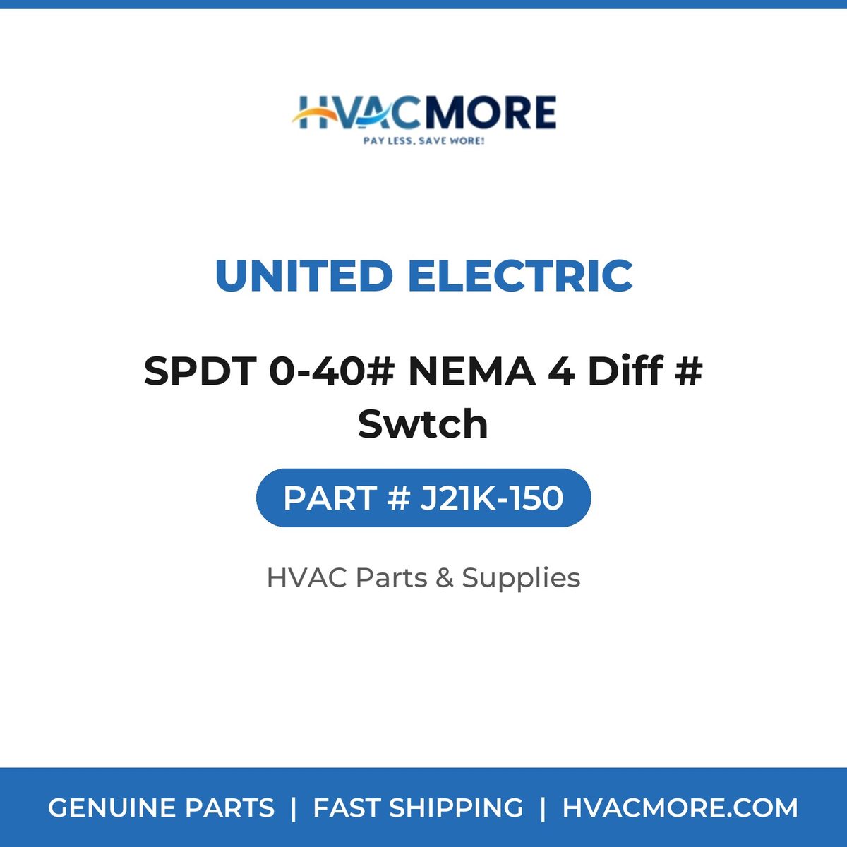United Electric SPDT 0-40# NEMA 4 Diff # Swtch J21K-150
