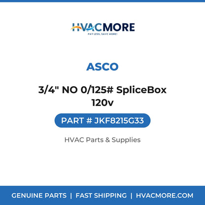 ASCO 3/4" NO 0/125# SpliceBox 120v JKF8215G33