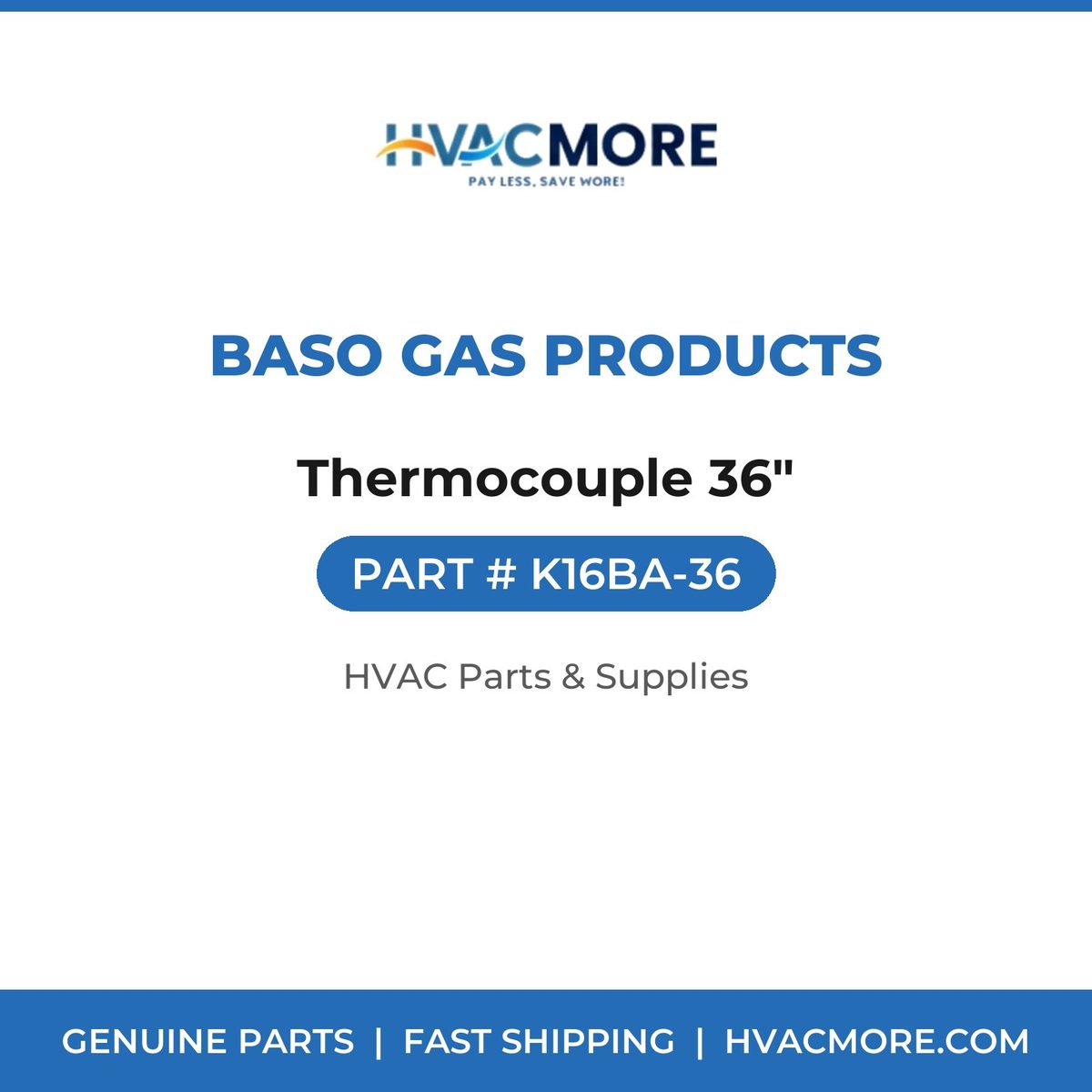 BASO Gas Products Thermocouple 36" K16BA-36