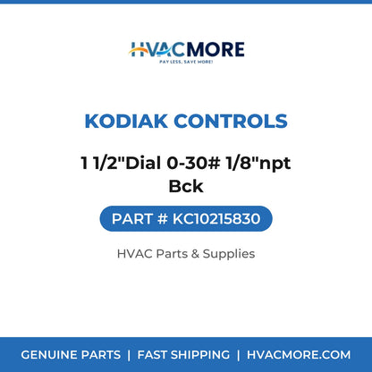 Kodiak Controls 1 1/2"Dial 0-30# 1/8"npt Bck KC10215830