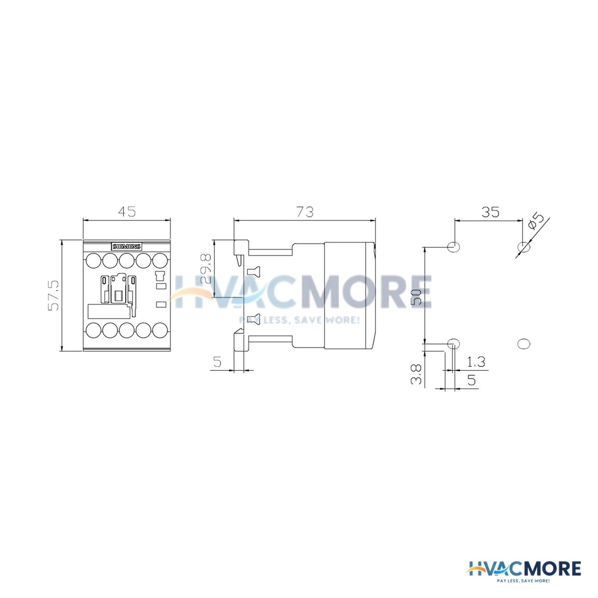 Siemens 4 Pole, 20 Amp, 120V Normally Open Lighting Contactor LEN00B004120B