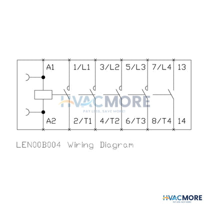 Siemens 4 Pole, 20 Amp, 120V Normally Open Lighting Contactor LEN00B004120B