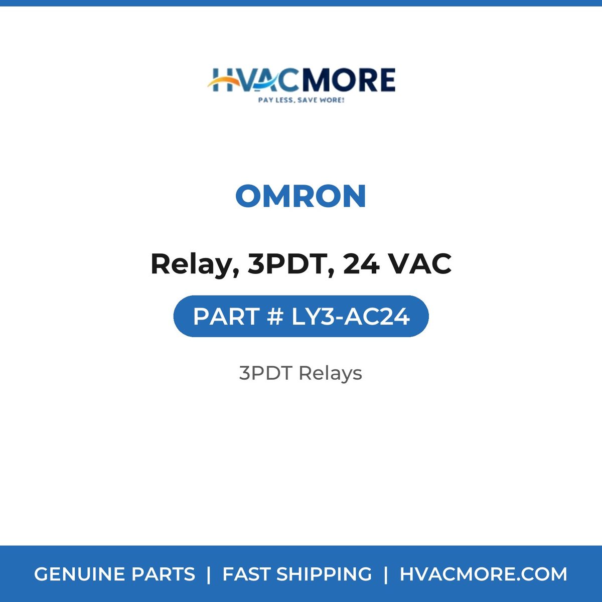 OMRON Relay, 3PDT, 24 VAC LY3-AC24