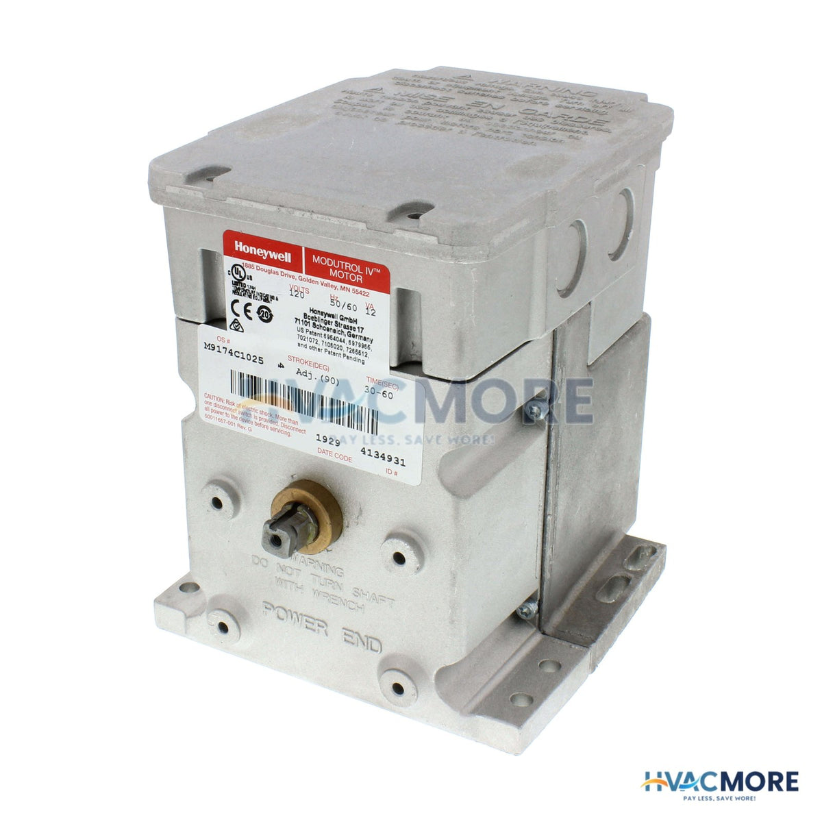 Honeywell 120V Non SR Mod. Actuator W/ 2 Aux. Switches, 75 lb-in M9174C1025