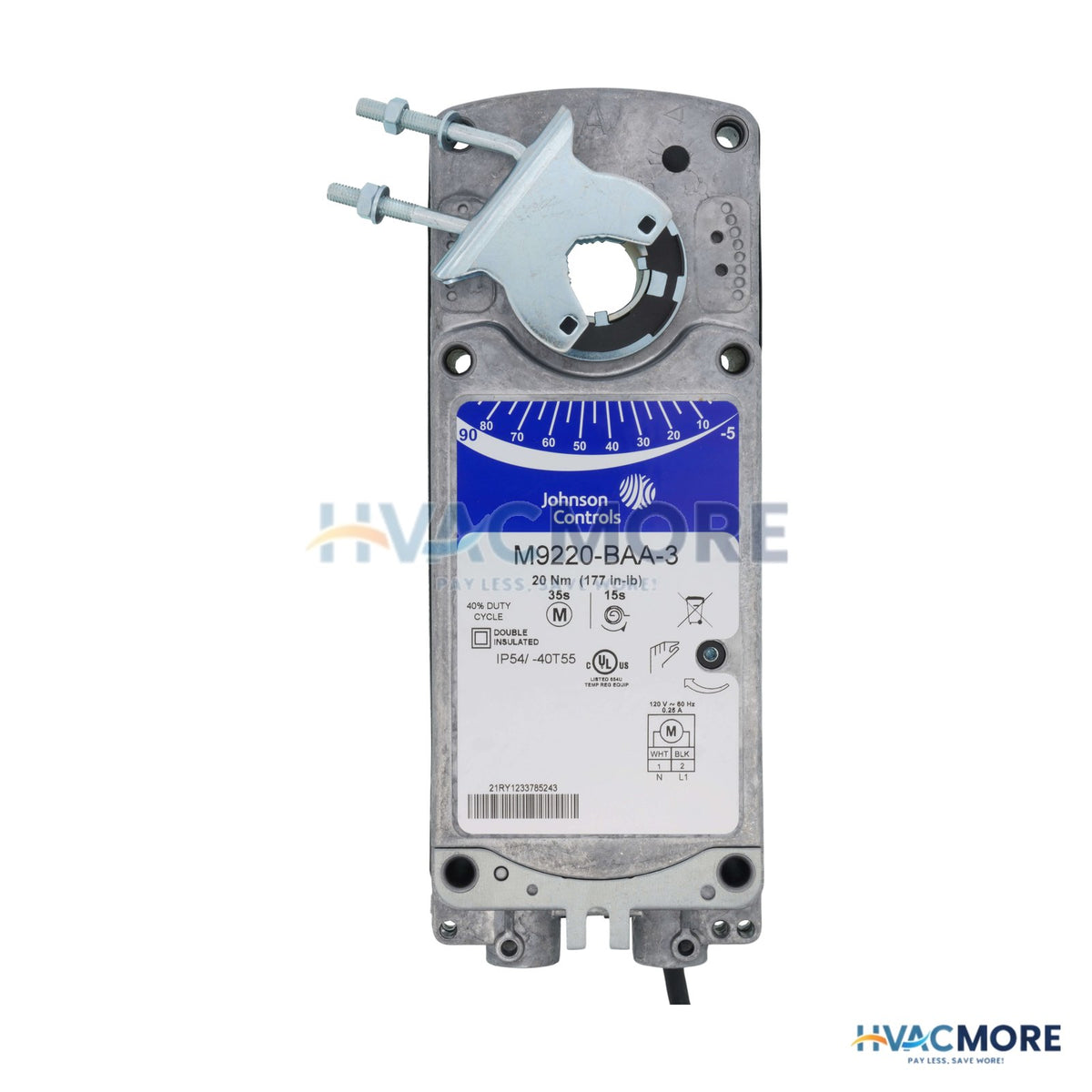 Johnson Controls M9220 120V On/Off Spring Return Actuator (177 lb-in) M9220-BAA-3