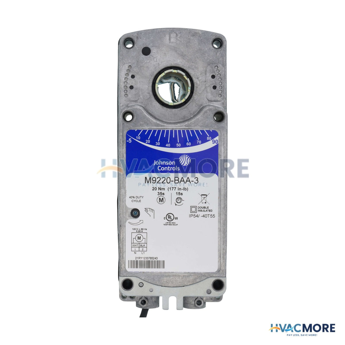Johnson Controls M9220 120V On/Off Spring Return Actuator (177 lb-in) M9220-BAA-3