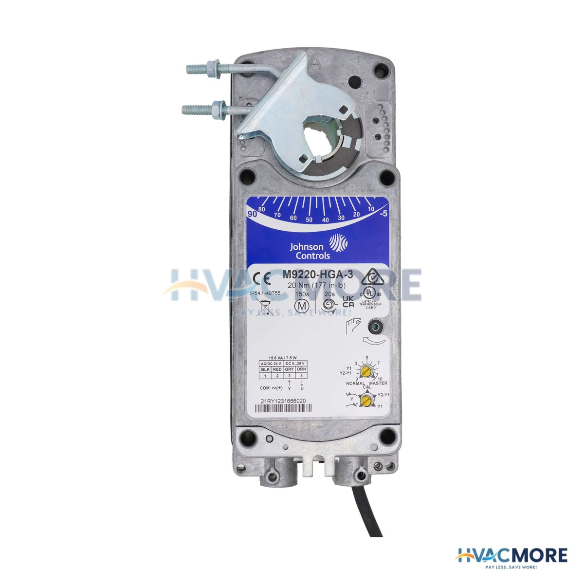 Johnson Controls M9220 Proportional Spring Return Actuator, W/ Adj. Zero & Span (177 lb-in) M9220-HGA-3
