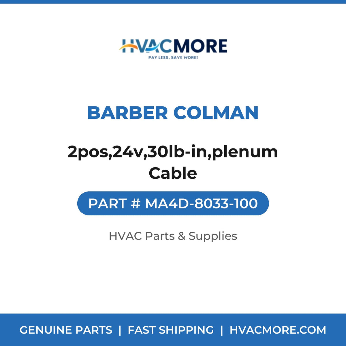 Barber Colman 2pos,24v,30lb-in,plenum Cable MA4D-8033-100