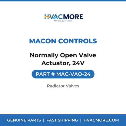 Macon Controls Normally Open Valve Actuator, 24V MAC-VAO-24