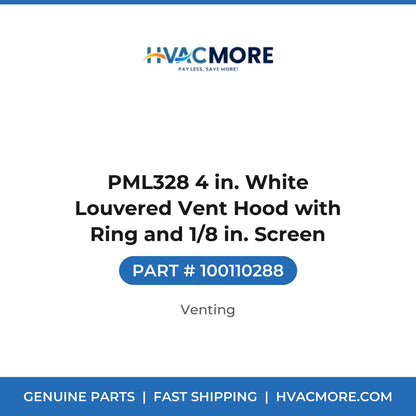 PML328 4 in. White Louvered Vent Hood with Ring and 1/8 in. Screen - 100110288