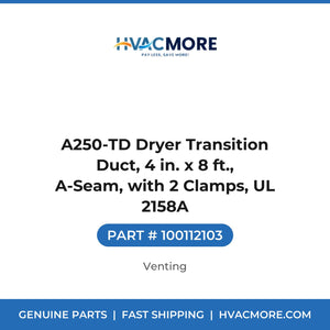A250-TD Dryer Transition Duct, 4 in. x 8 ft., A-Seam, with 2 Clamps, UL 2158A - 100112103