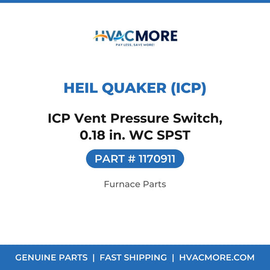 ICP Vent Pressure Switch, 0.18 in. WC SPST - 1170911