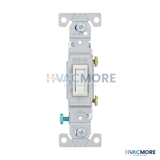 Eaton Single-Pole Toggle Switch, 15A 120V, White - 1301-7W