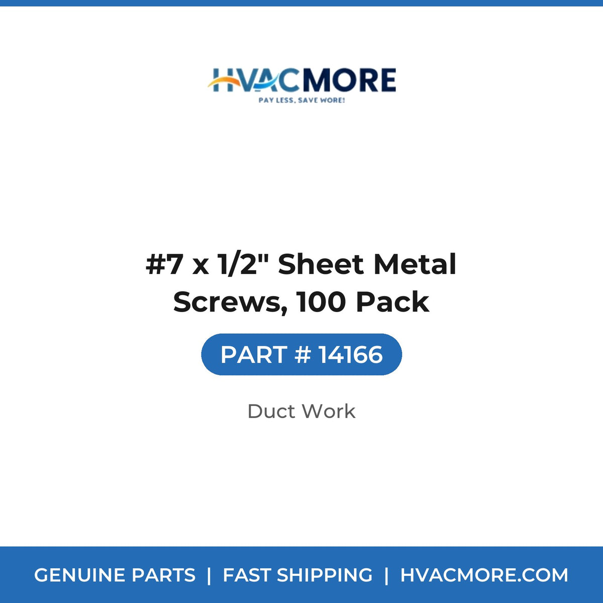 #7 x 1/2" Sheet Metal Screws, 100 Pack - 14166