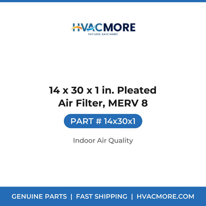 14 x 30 x 1 in. Pleated Air Filter, MERV 8 - 14x30x1