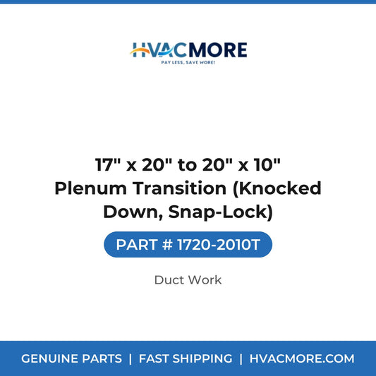 17" x 20" to 20" x 10" Plenum Transition (Knocked Down, Snap-Lock) - 1720-2010T