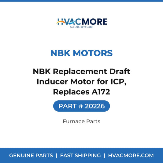 NBK Replacement Draft Inducer Motor for ICP, Replaces A172 - 20226
