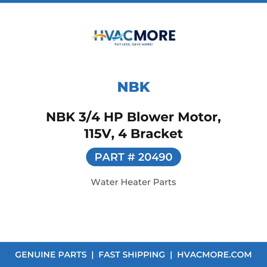 NBK 3/4 HP Blower Motor, 115V, 4 Bracket - 20490