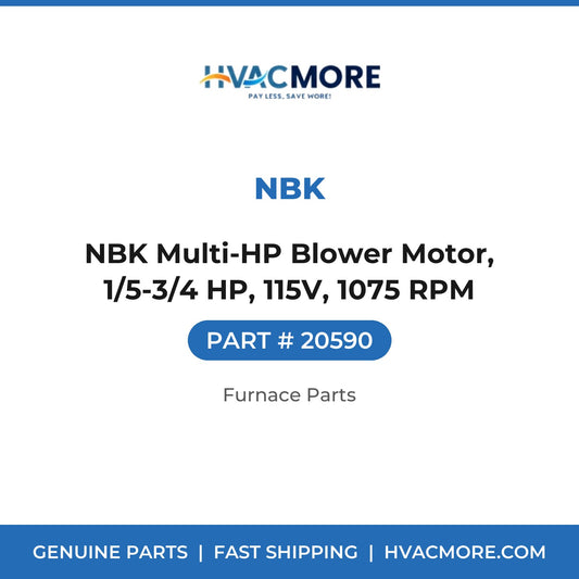 NBK Multi-HP Blower Motor, 1/5-3/4 HP, 115V, 1075 RPM - 20590