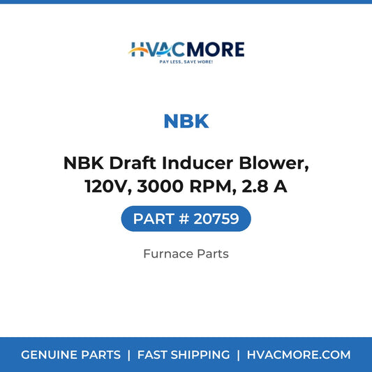 NBK Draft Inducer Blower, 120V, 3000 RPM, 2.8 A - 20759