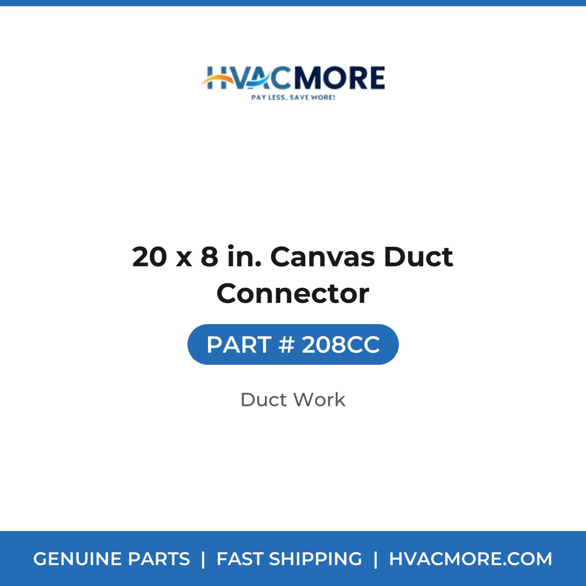 20 x 8 in. Canvas Duct Connector - 208CC