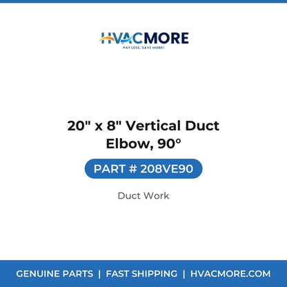 20" x 8" Vertical Duct Elbow, 90° - 208VE90