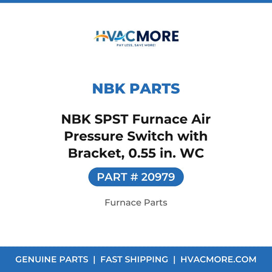 NBK SPST Furnace Air Pressure Switch with Bracket, 0.55 in. WC - 20979