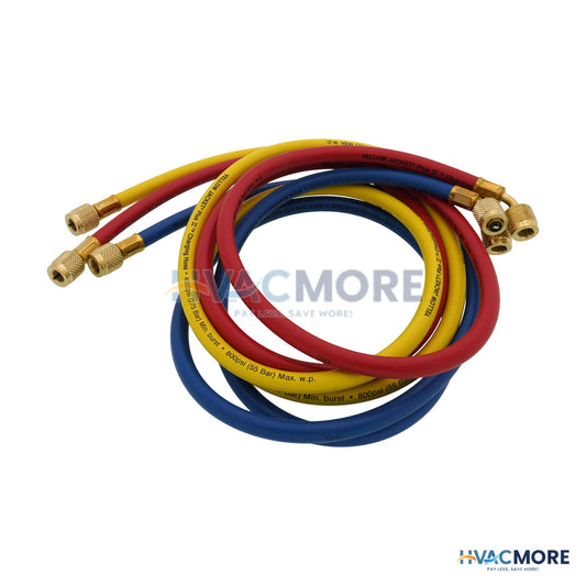 Yellow Jacket PLUS II Charging Hoses, 1/4 in., 60 in., Red/Yellow/Blue (3-Pack) - 21985
