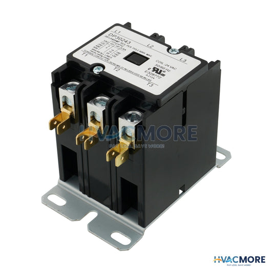 3-Pole Definite Purpose Contactor, 30A 24V Coil - 3-24-30