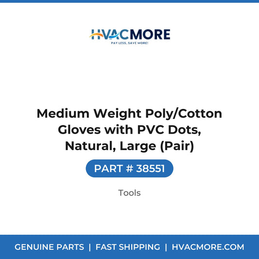 Medium Weight Poly/Cotton Gloves with PVC Dots, Natural, Large (Pair) - 38551