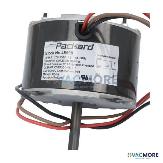 Packard 5-5/8 in. Condenser Fan Motor, 1/5 HP, 208-230V, 1075 RPM - 45598