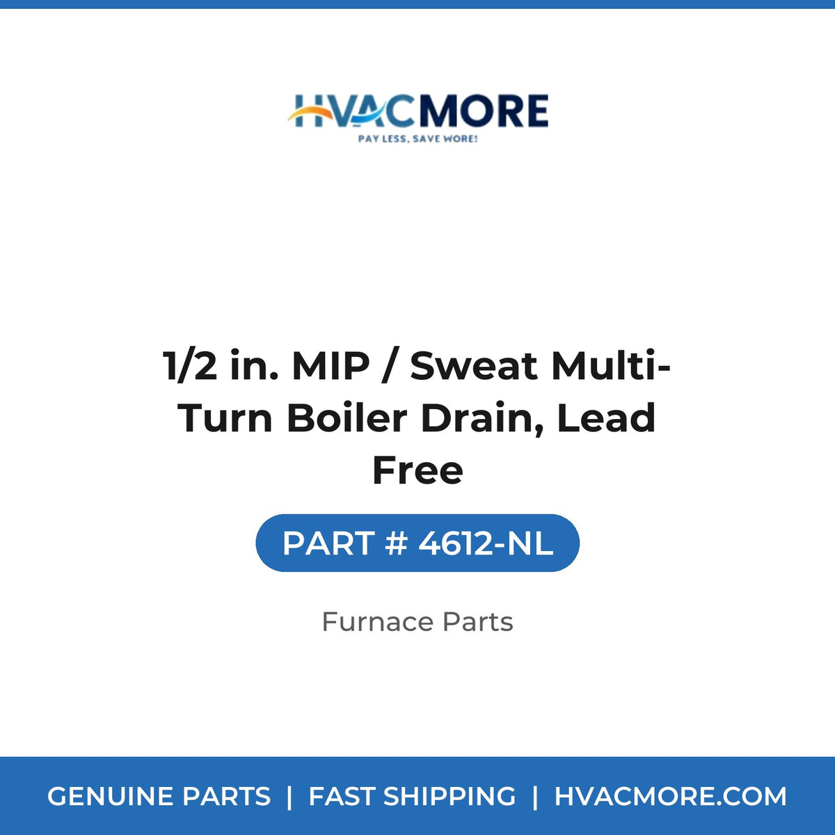 1/2 in. MIP / Sweat Multi-Turn Boiler Drain, Lead Free - 4612-NL
