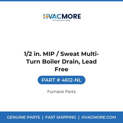 1/2 in. MIP / Sweat Multi-Turn Boiler Drain, Lead Free - 4612-NL