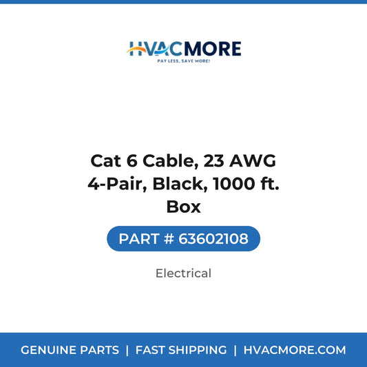 Cat 6 Cable, 23 AWG 4-Pair, Black, 1000 ft. Box - 63602108