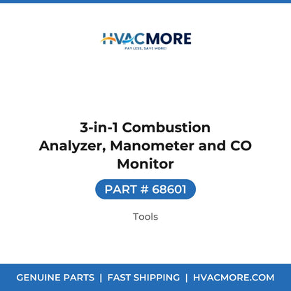 3-in-1 Combustion Analyzer, Manometer and CO Monitor - 68601