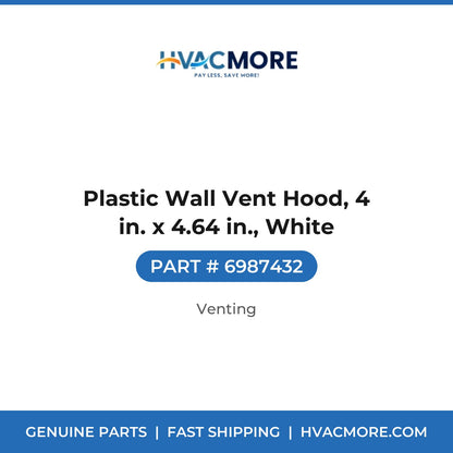 Plastic Wall Vent Hood, 4 in. x 4.64 in., White - 6987432