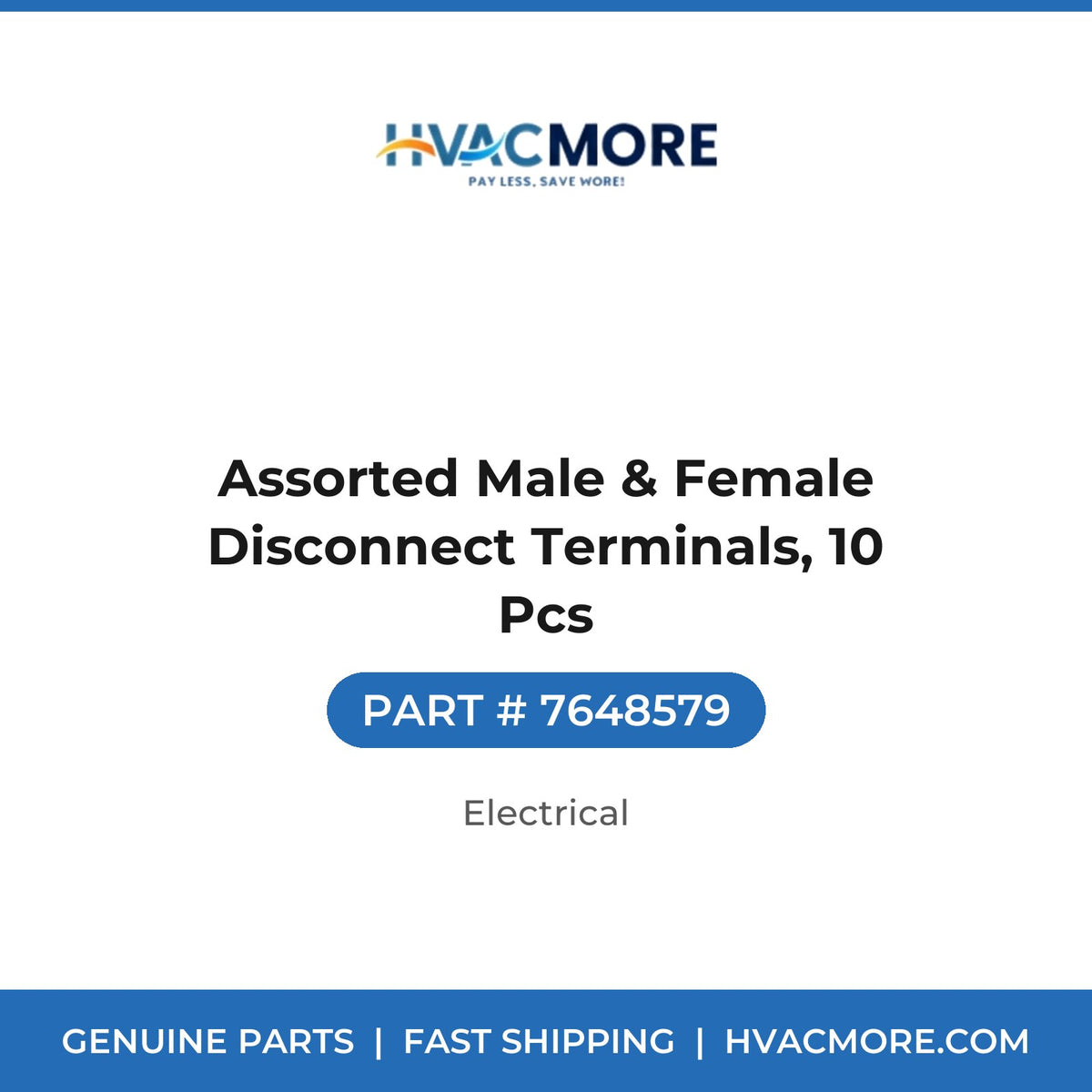 Assorted Male & Female Disconnect Terminals, 10 Pcs - 7648579