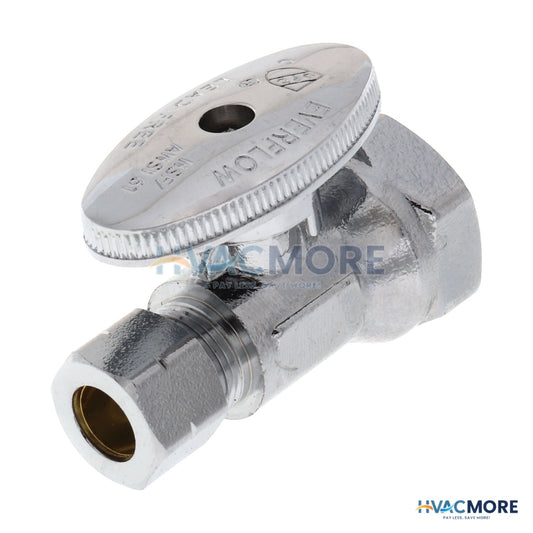 Everflow 1/2 in. FIP x 3/8 in. OD Compression Straight Stop Valve, Lead Free - 82112PR-NL