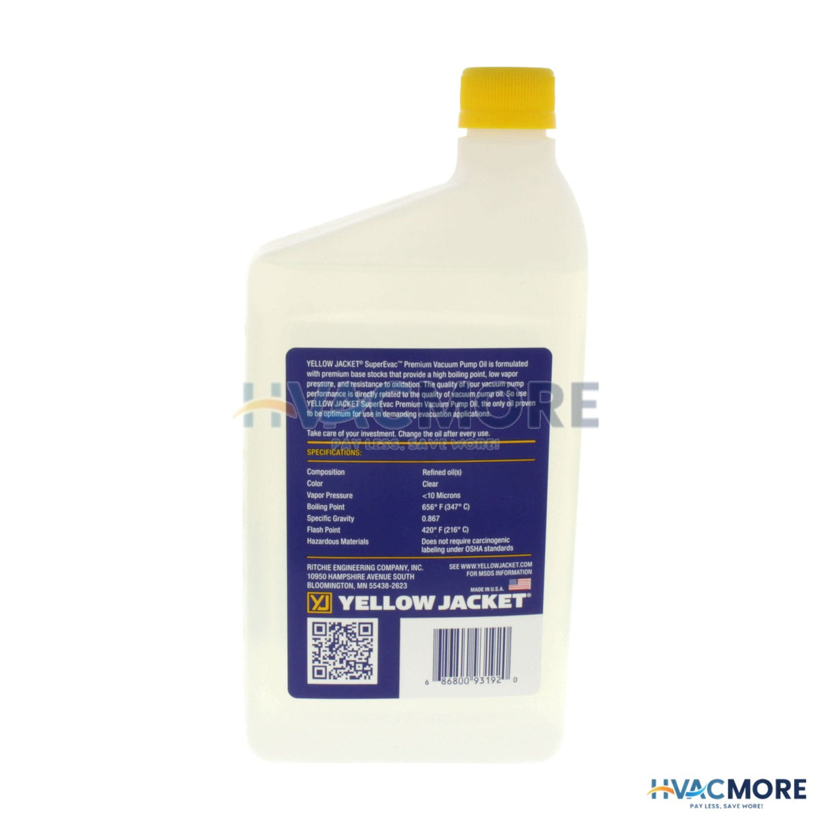 Yellow Jacket Vacuum Pump Oil, 1 Quart - 93092