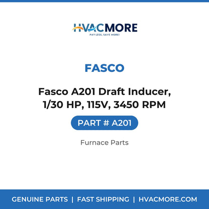 Fasco A201 Draft Inducer, 1/30 HP, 115V, 3450 RPM - A201