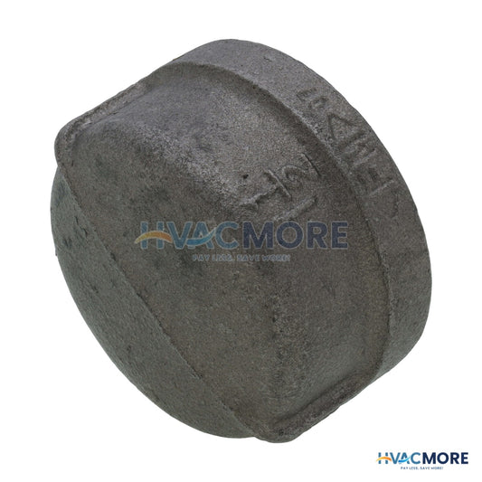 Everflow 1-1/2 in. Black Malleable Iron Cap - BMCP0112