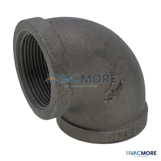 Everflow 1-1/2 in. Black Malleable Iron 90 Degree Elbow - BMNL0112