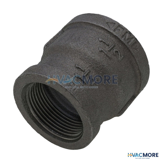 Everflow 1-1/2 in. x 1-1/4 in. Black Malleable Iron Reducing Coupling - BMRC1124