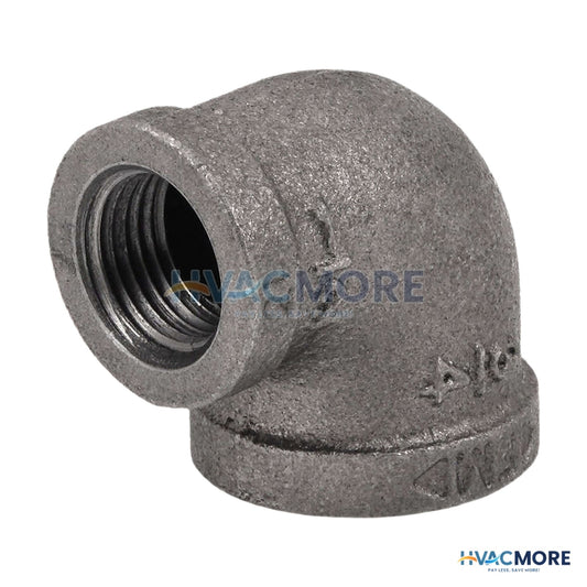 Everflow 3/4 in. x 1/2 in. Black Malleable Iron 90 Degree Reducing Elbow - BMRL0343