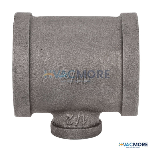 Everflow 1-1/2 in. x 1-1/2 in. x 1/2 in. Black Malleable Iron Reducing Tee - BMRT1201