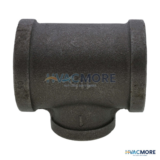 Everflow 1-1/2 in. x 1-1/2 in. x 1 in. Black Malleable Iron Reducing Tee - BMRT1203