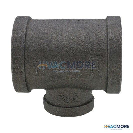 Everflow 1-1/4 in. x 1-1/4 in. x 3/4 in. Black Malleable Iron Reducing Tee - BMRT1402