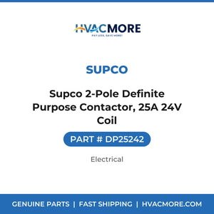 Supco 2-Pole Definite Purpose Contactor, 25A 24V Coil - DP25242
