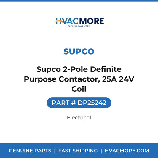 Supco 2-Pole Definite Purpose Contactor, 25A 24V Coil - DP25242