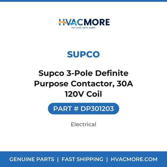 Supco 3-Pole Definite Purpose Contactor, 30A 120V Coil - DP301203